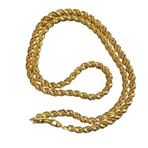 Vintage Gold Tone Napier PAT 4,774,743 Twisted Rope Chain Necklace Retro Jewelry